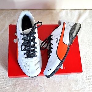 Puma Zenvo Softfoam White, Gray, & Orange Athletic Sneakers